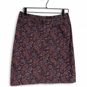L.L.Bean Y2K Paisley Corduroy Skirt Size 4 Petite Favorite Fits